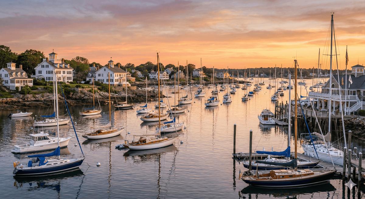 Marblehead Massachusetts harbor with sailboats